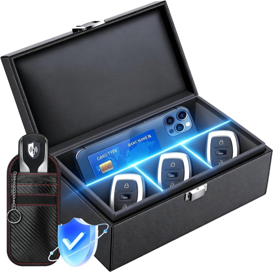 Keyless Go Schutz Autoschlüssel Box mit Trennwand, Autoschlüssel Schutz Keyless Funkschlüssel Abschirmung RFID Autoschlüssel Safe Hülle Strahlenschutz Schlüsselbox