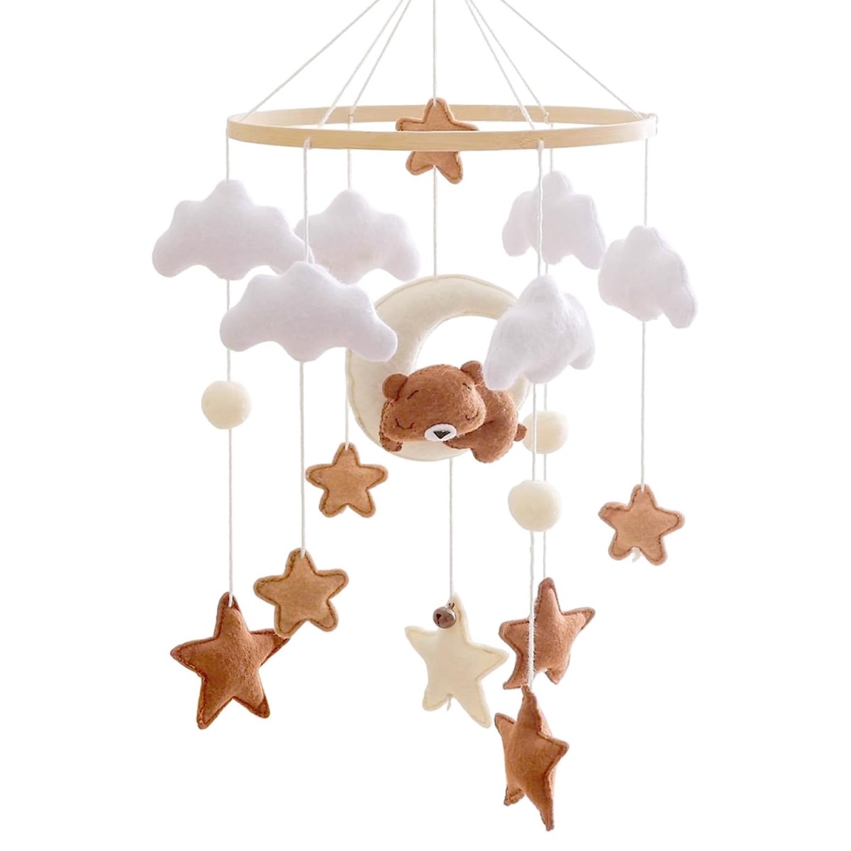 BITOYO BITOYO Baby-Mobile aus Filz und Holz mit Glöckchen