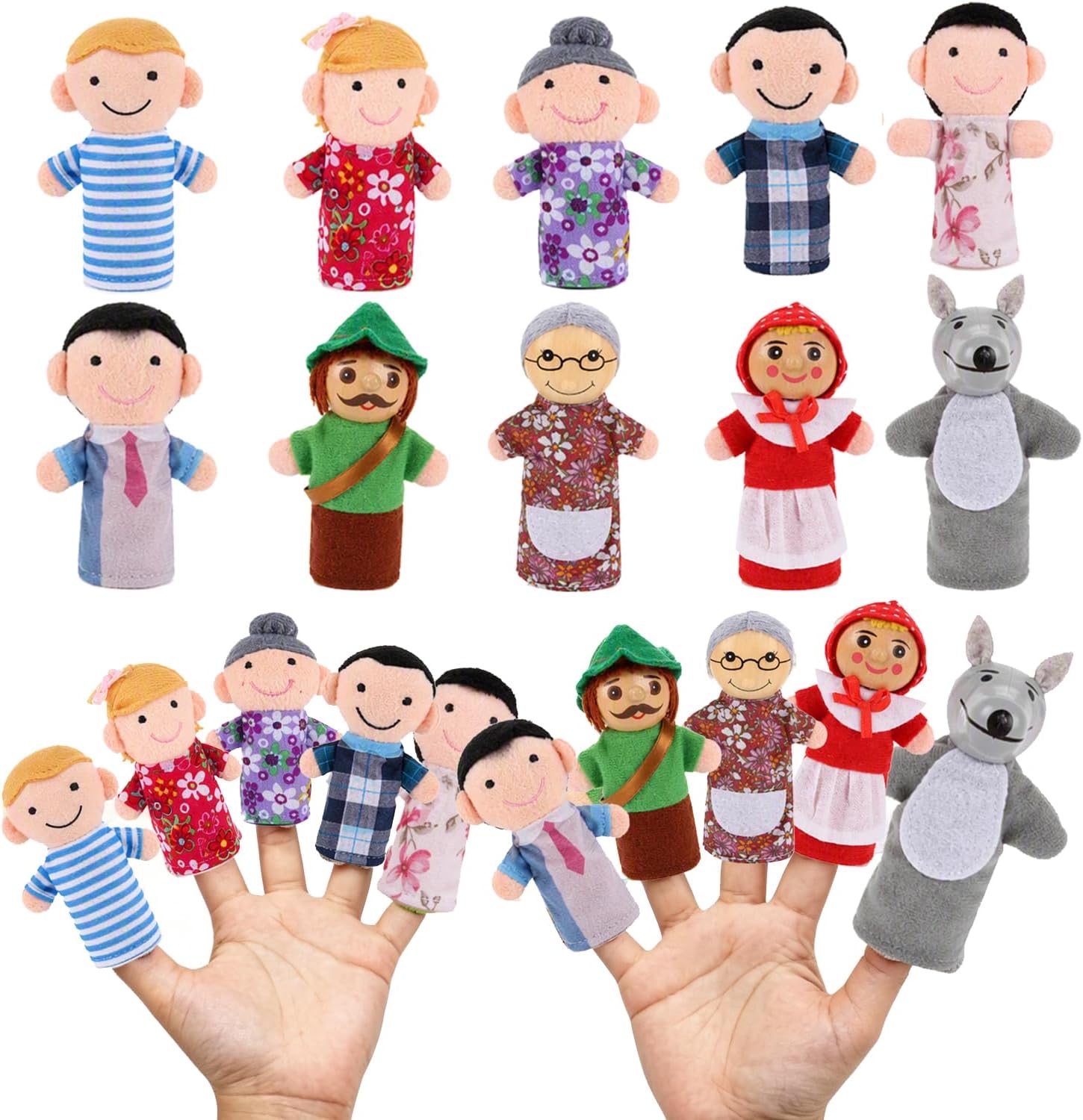 TERJBG TERJBG Fingerpuppen, Familie und Rotkäppchen