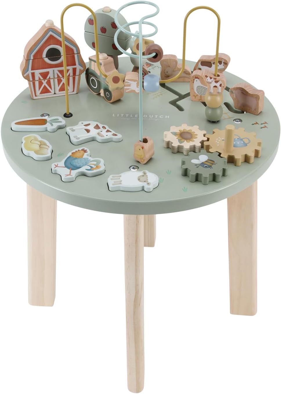 Little Dutch 7141 Holz Aktivitätstisch/Spieltisch Bauernhof grün - Little Farm