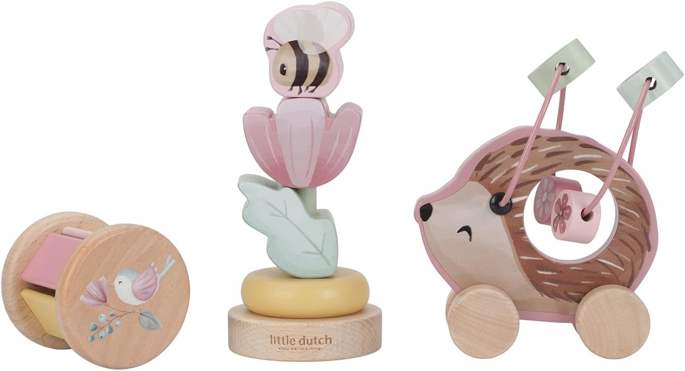 Little Dutch Geschenkset Holz-Spielzeug 3-teilig für Baby Kleinkind Mädchen rosa - Fairy Garden
