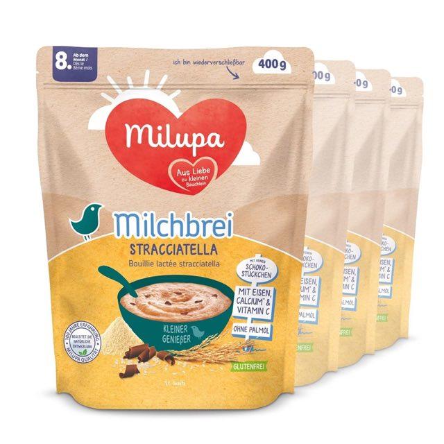 Milupa Milchbrei Kleiner Genießer "Stracciatella" – 4x400g – Ab d. 8. Monat