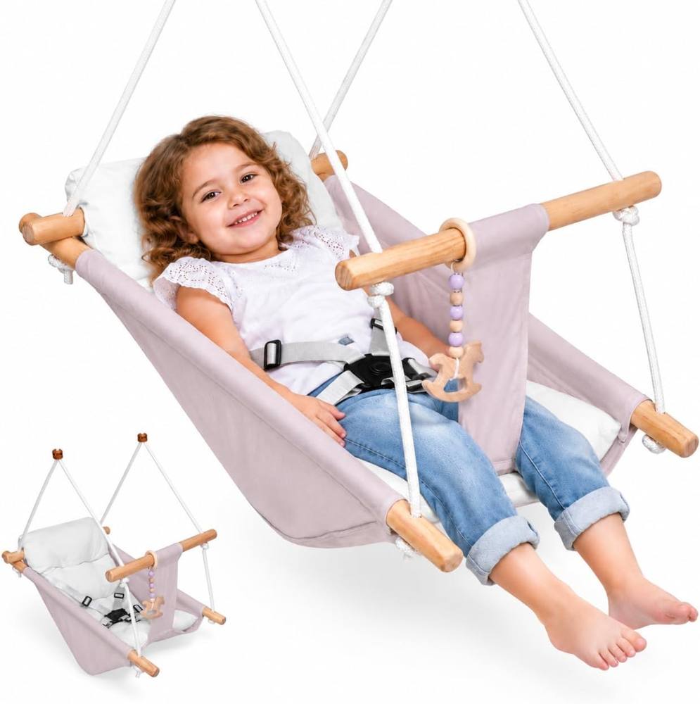 YUCHKEJ 3-in-1 Holz-Hängeschaukel (6–36 Monate)