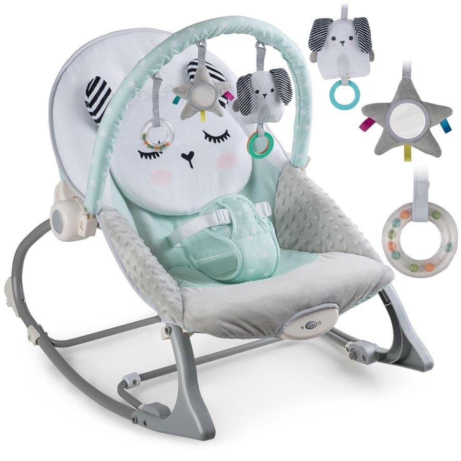 Nukido Babywippe mit Vibration, Grau-Minze