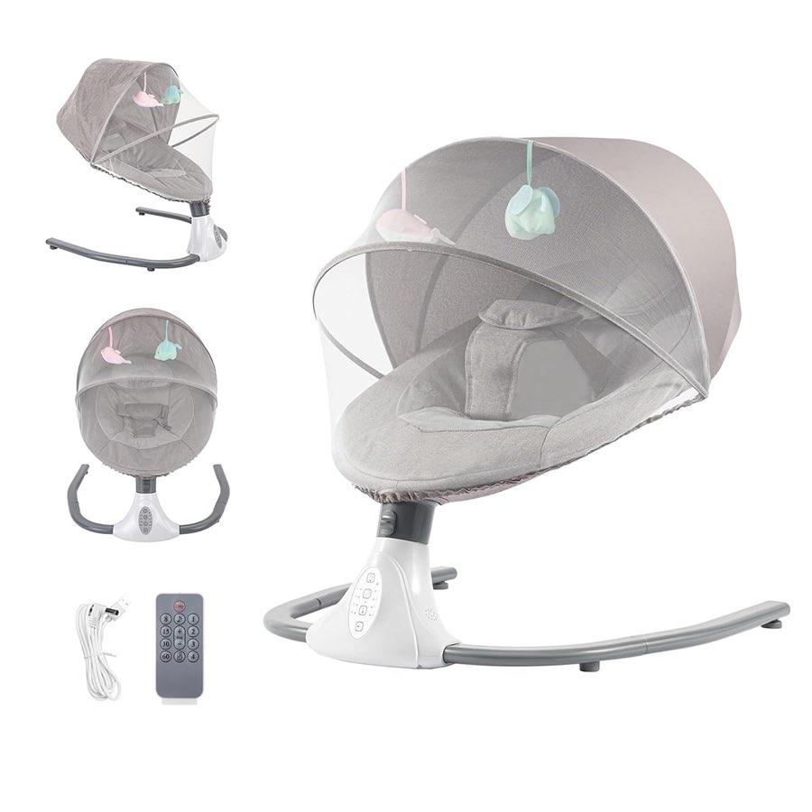 TONFEION elektrische Babywippe, Grau