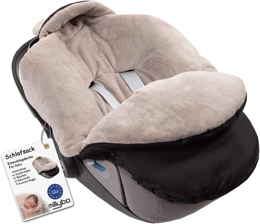 millybo Einschlagdecke Winter, Nylon schwarz / Minky Latte