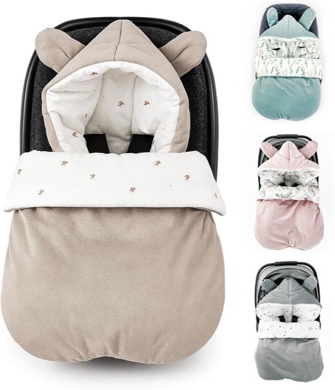 BABEES Fußsack Babyschale Beige, Bienen