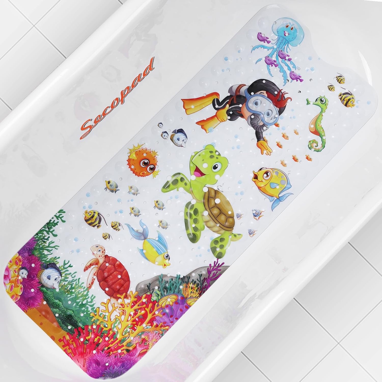 Secopad Secopad Badewannenmatte Kinder, Meeresschildkröten, 101,6 × 40,6 cm