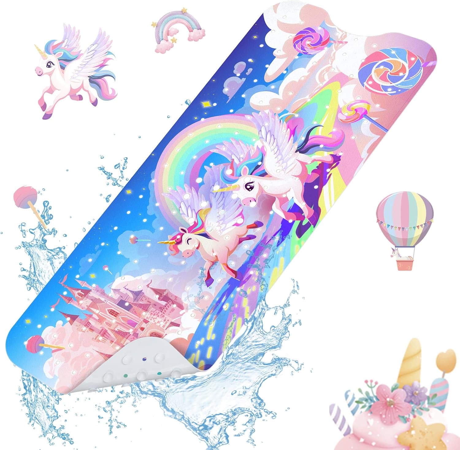SHUCHING Badewannenmatte Kinder, Einhorn, 100 × 40 cm