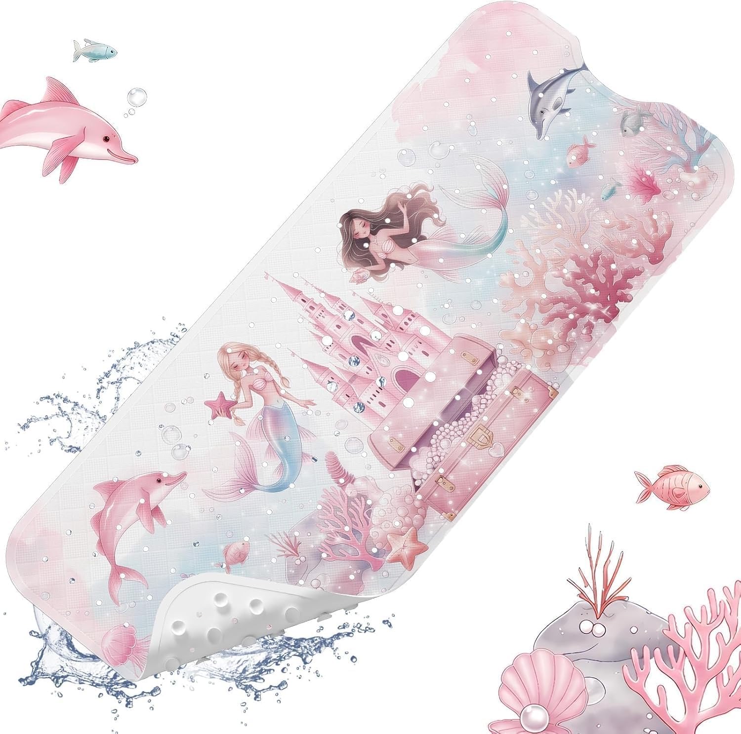 XIYUNTE Badewannenmatte Kinder, Schloss, 100 × 40 cm