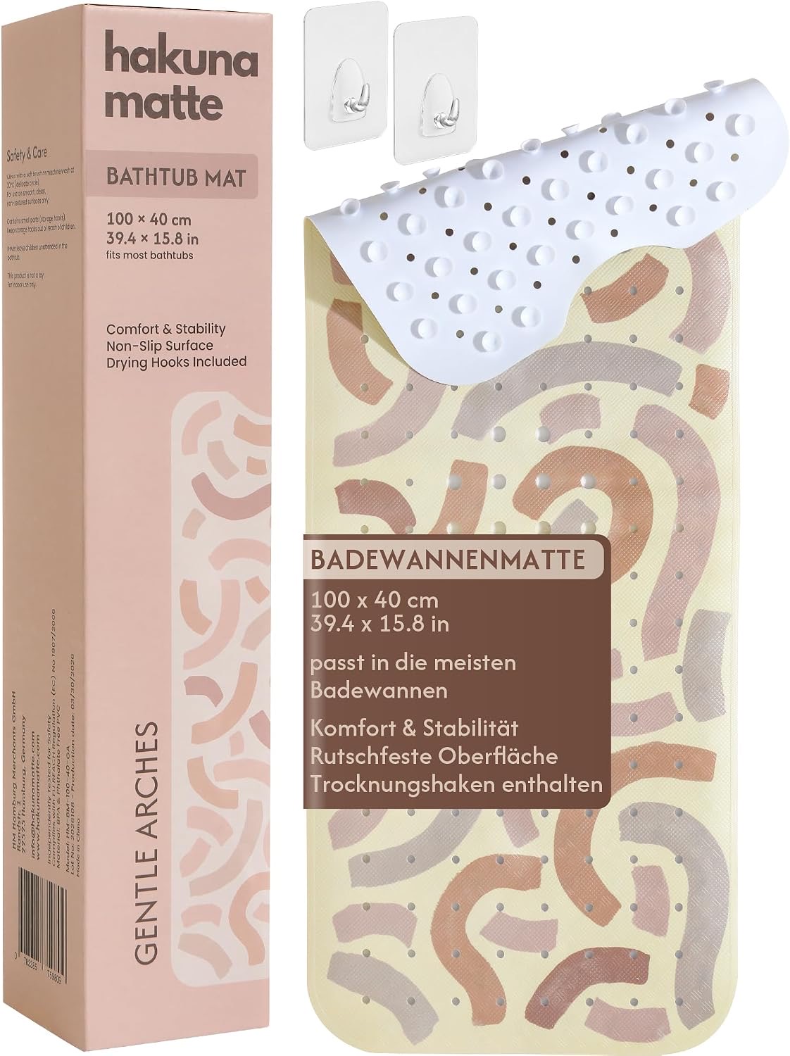 Hakuna Matte Badewannenmatte Gentle Arcs, 100 × 40 cm