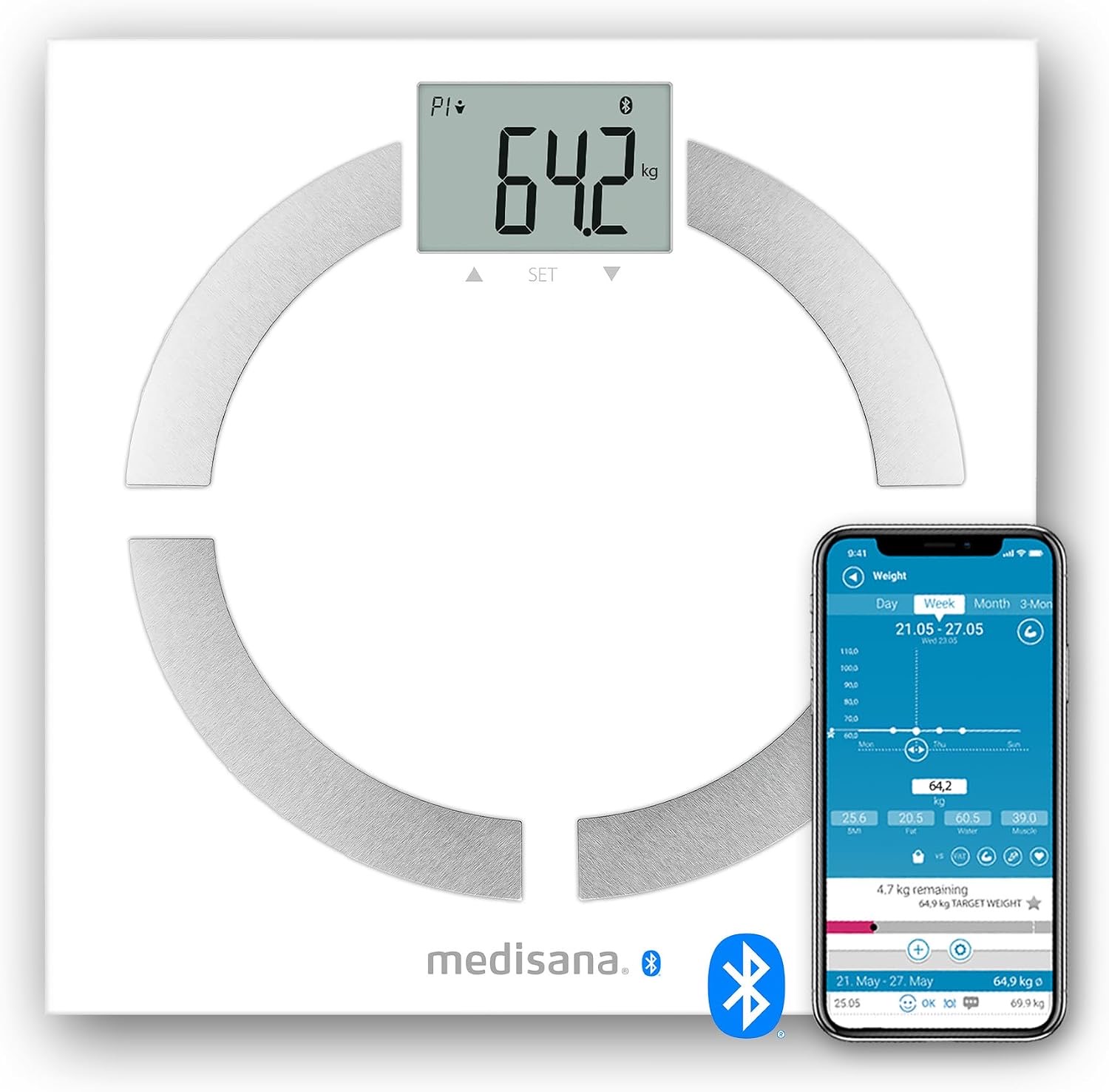 medisana BS 444 connect Körperanalysewaage mit Bluetooth- & Analyse-App