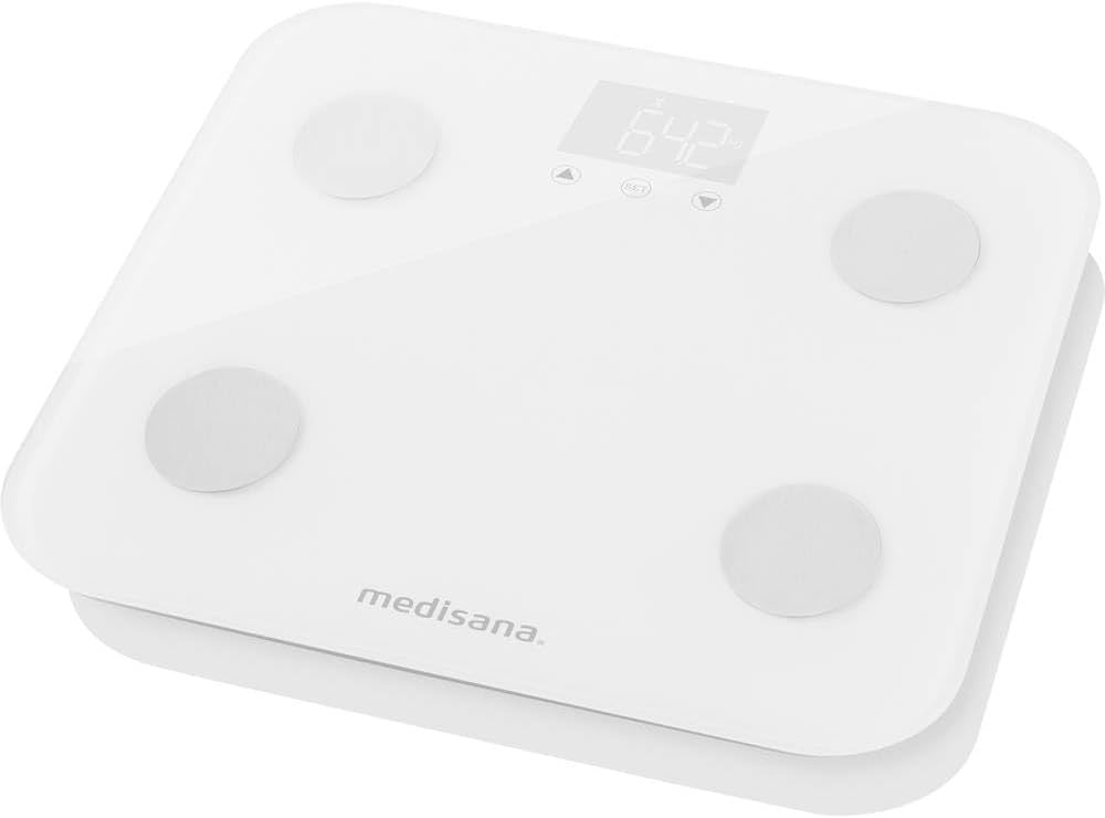 medisana BS 600 Körperanalysewaage bis 180 kg mit W-LAN oder Bluetooth, Personenwaage zur Messung von Körperfett, Körperwasser, Muskelmasse und Knochengewicht mit VitaDock+ Körperanalyse App