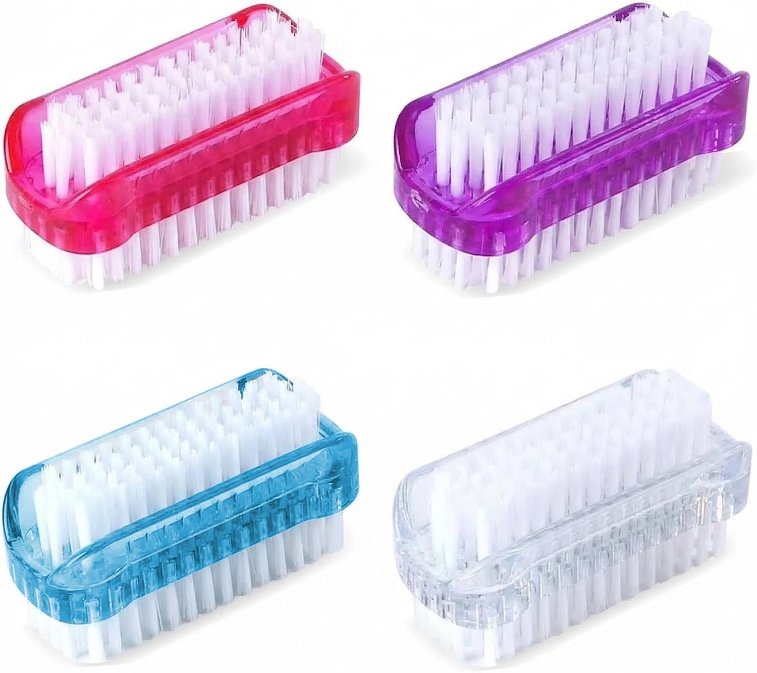 4 Stück Handbürste Nagelbürste mit Harten Borsten, Doppelseitige Finger Bürste, Handwaschbürste für Reinigung von Hand Nagel Bad Waschbecken(4 Color)