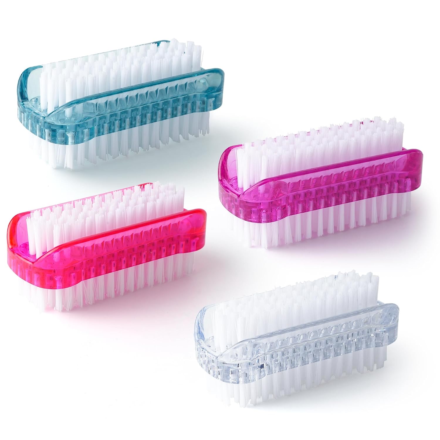 4 Stück Doppelseitige Nagelbürste, Fingernagelbürste aus Kunststoff, Handbürste Nagelbürste zur Reinigung, Nail Brush für Hände und Nägel