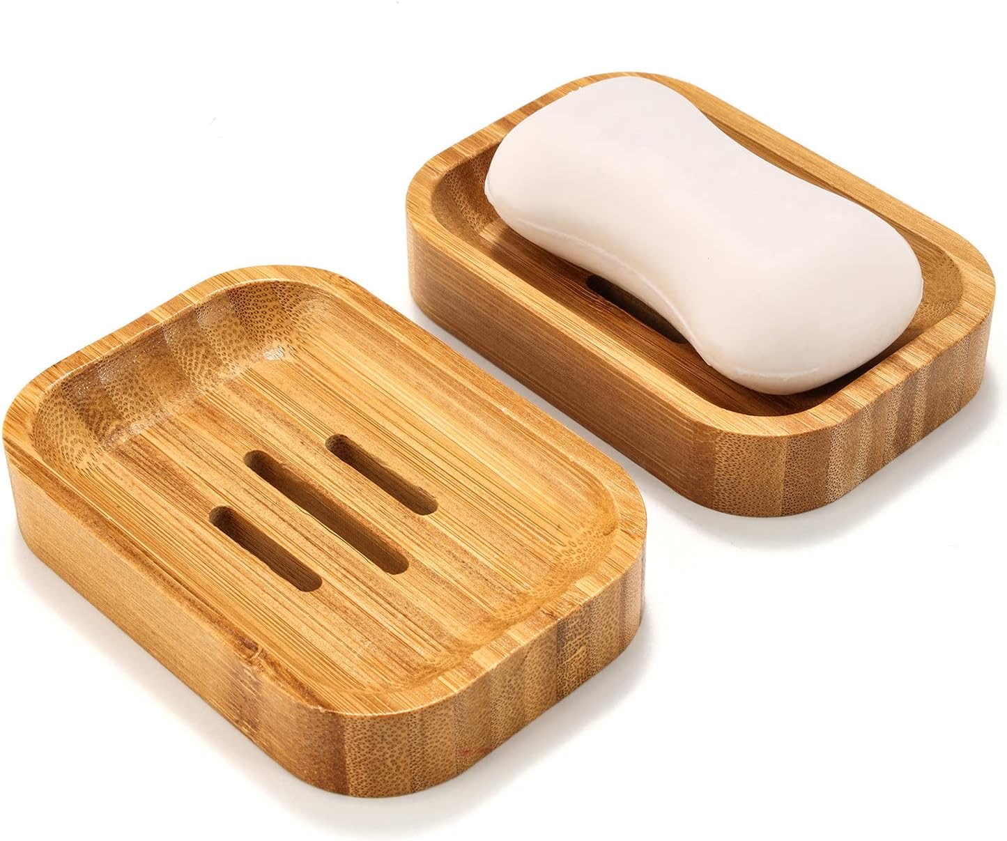 GUANJUNE Bambus-Seifenschale, 2er-Pack