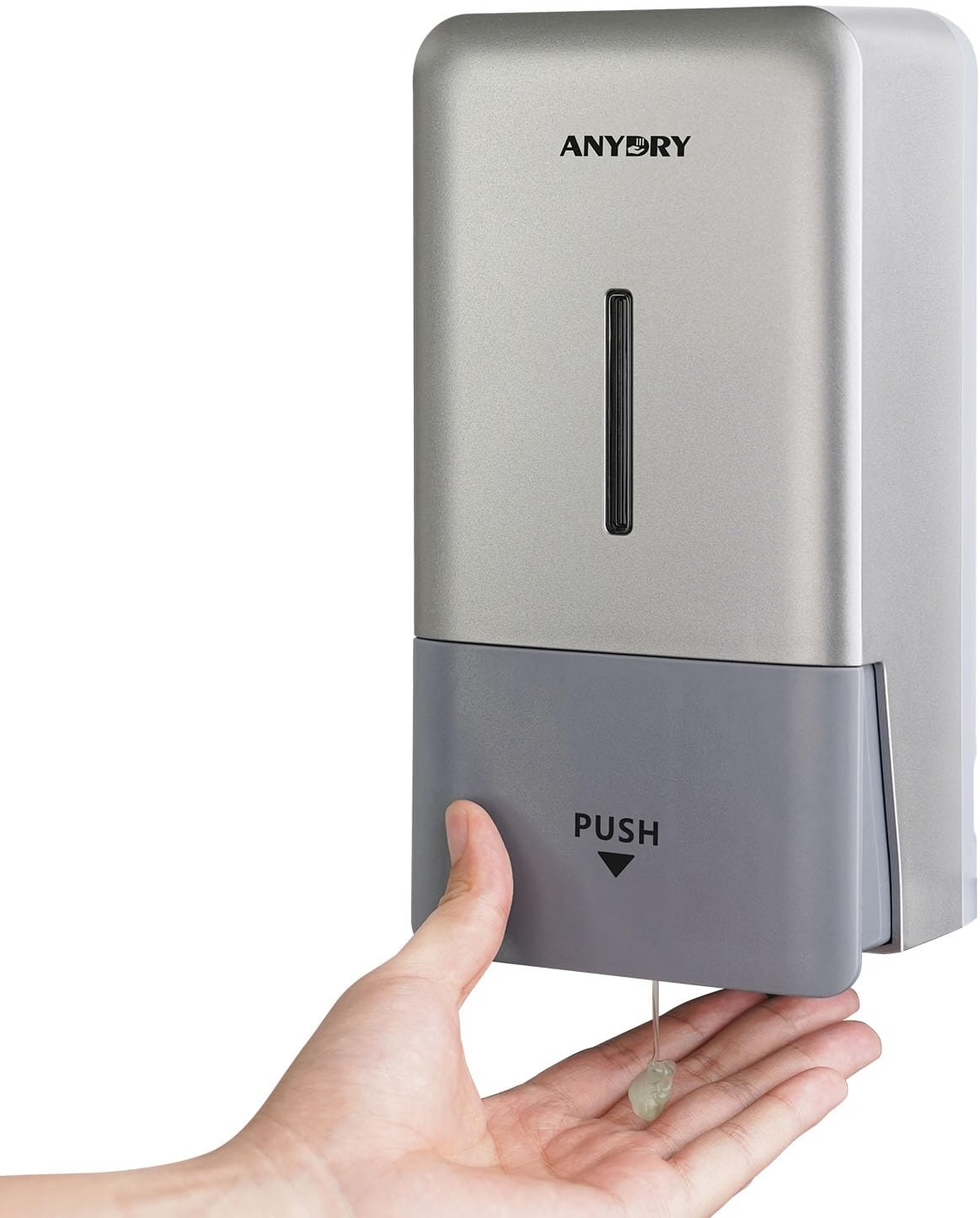 anydry anydry Wandmontierter Manueller Druck-Seifenspender, 800 ml Fassungsvermögen mit Sichtfens…