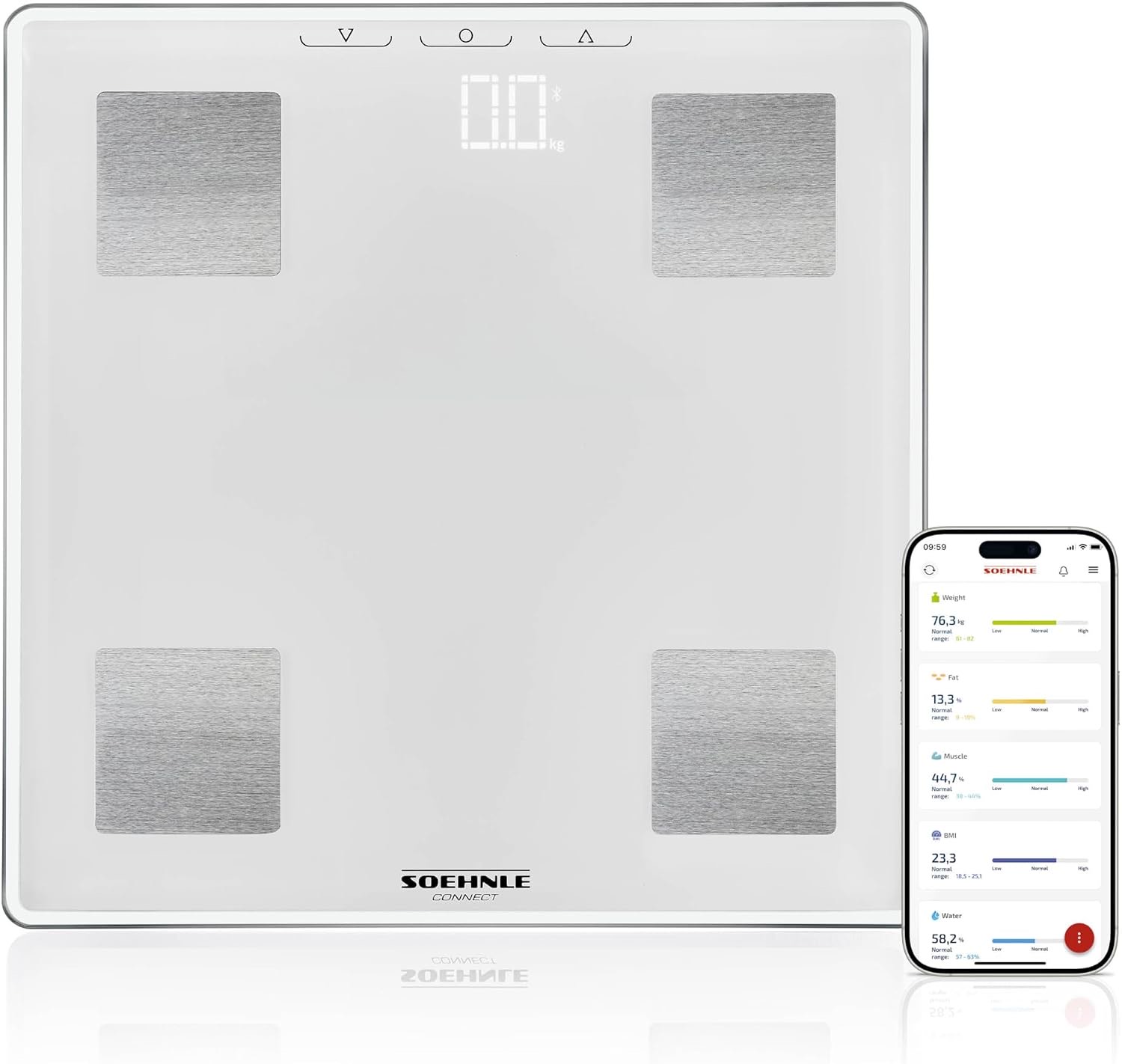 Soehnle Personenwaage Shape Sense Connect Lite App, Körperfettwaage 180 kg
