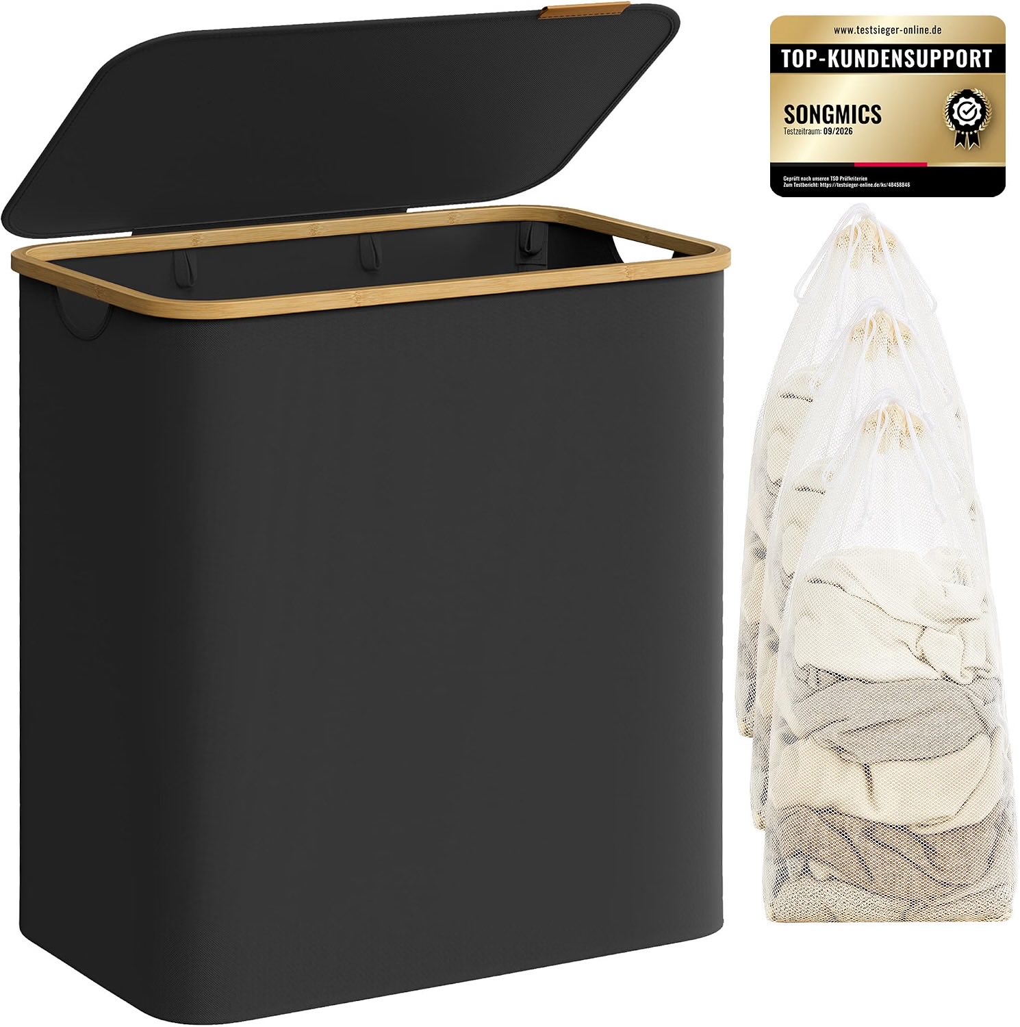 SONGMICS SONGMICS Wäschekorb mit Deckel, 150 L, 3 Fächer