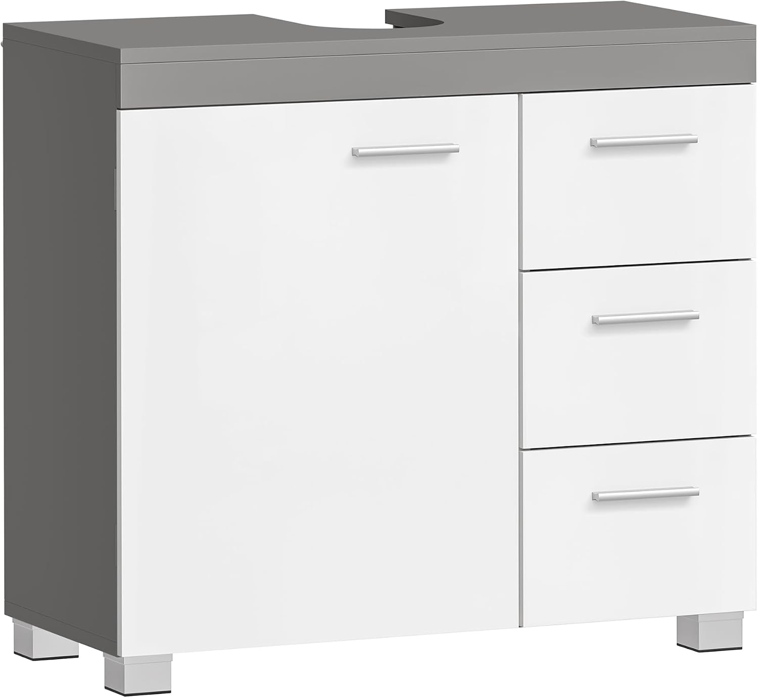 VASAGLE Waschbeckenunterschrank, 3 Schubladen, Zementgrau