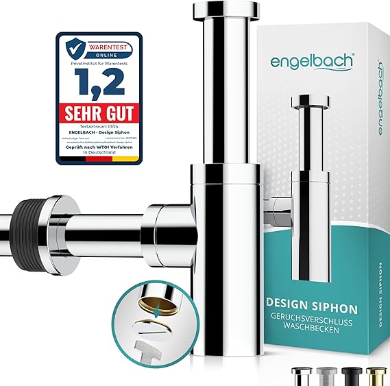 Engelbach Designer-Siphon Waschbecken mit Reinigungsöffnung
