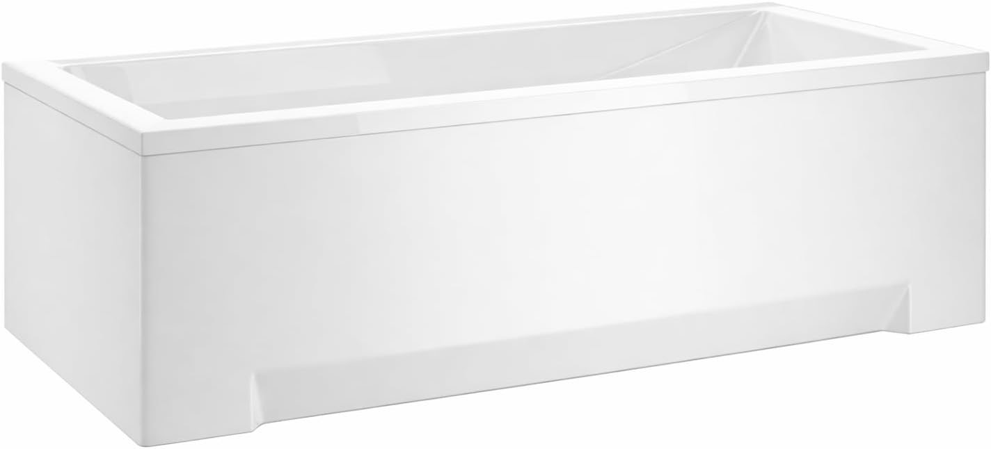 Acryl Badewanne 120x70 cm – Badewanne Rechteck mit Rahmen ohne Frontplatte & Seitenwand – Rutschfest & Antibakteriell – Einbauwanne Weiß