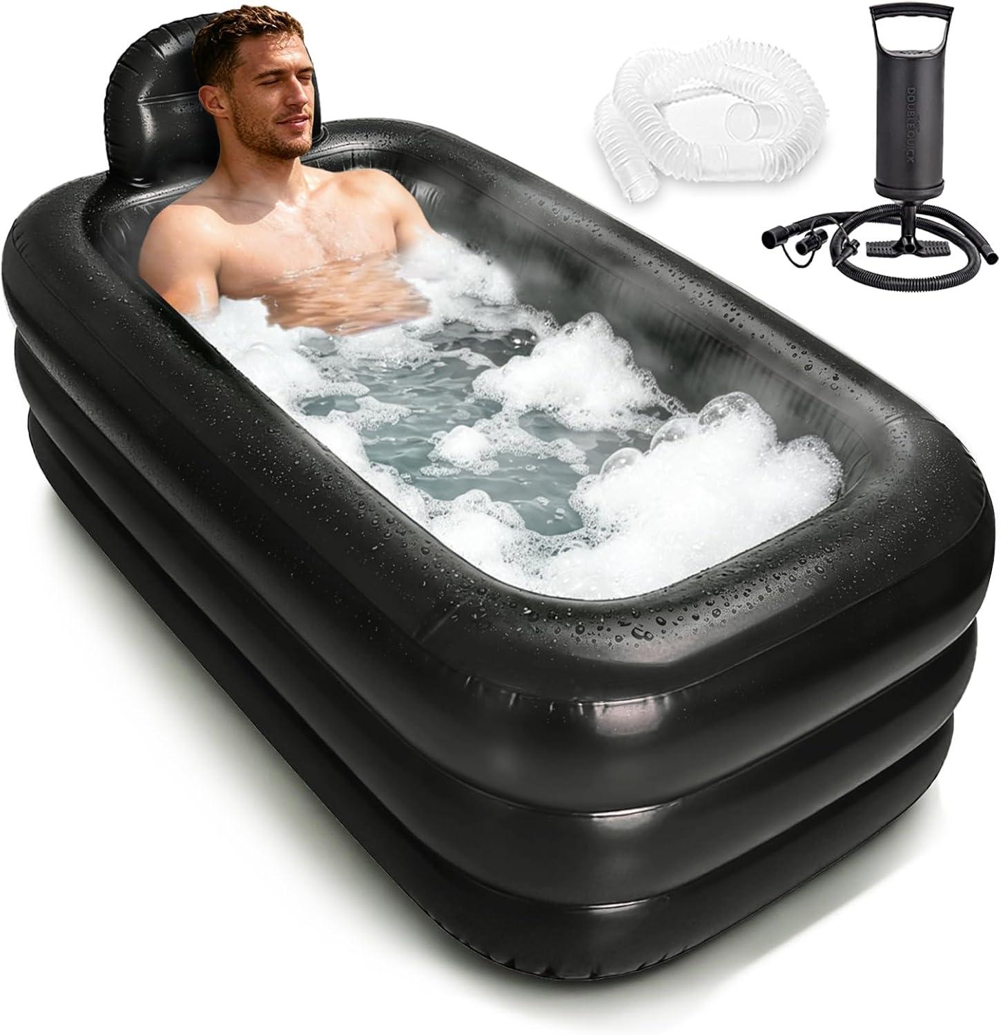 Nevife Aufblasbare Badewanne mit Handpumpe 158×95×45 cm