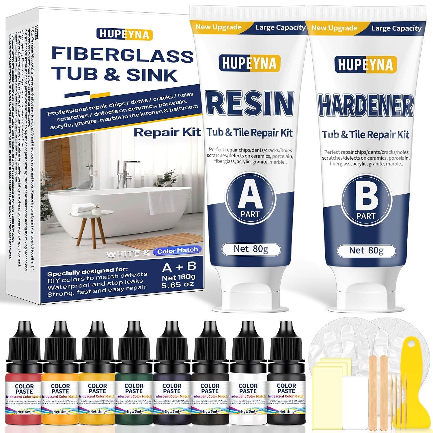 Badewannen Reparaturset, Fliesen Reparaturset für Emaille Keramik Acryl