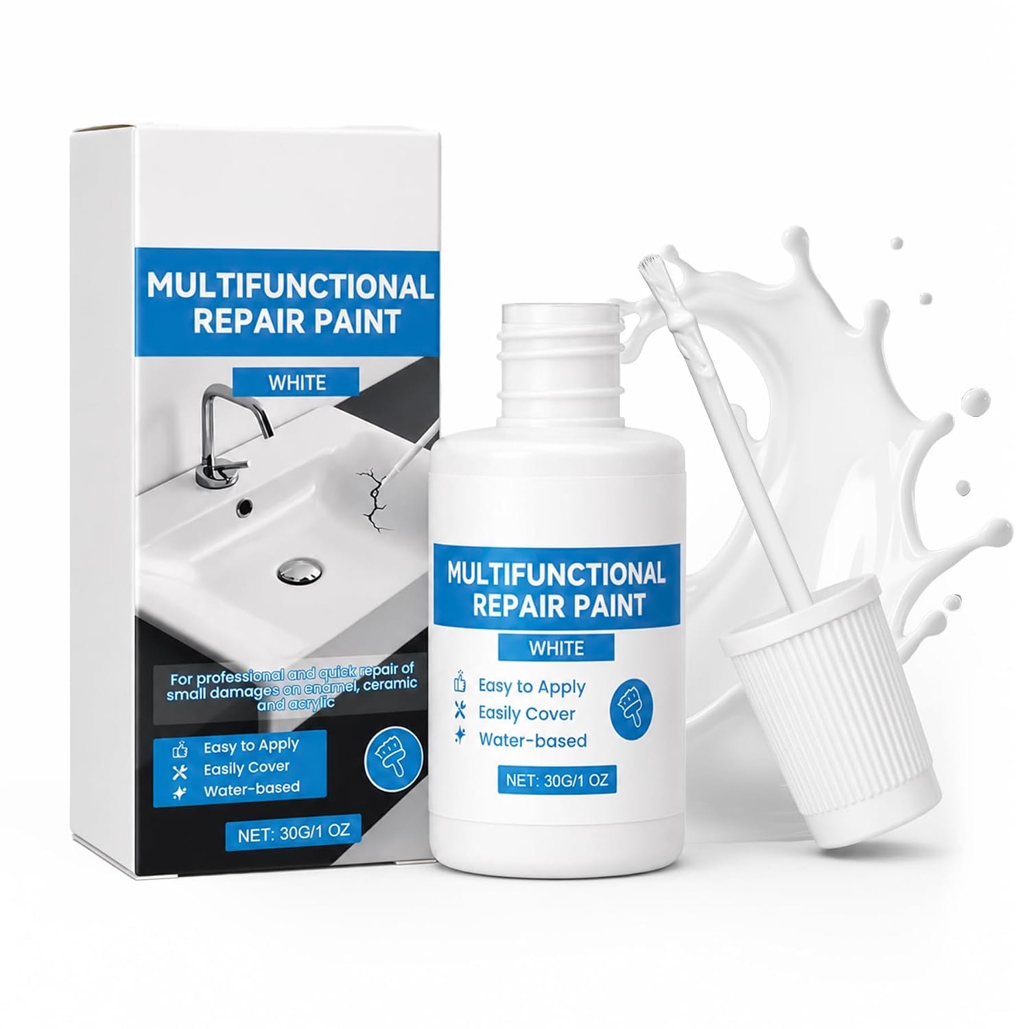 Badewannenlack 30g, Spachtelmasse, Waschbecken Reparaturset