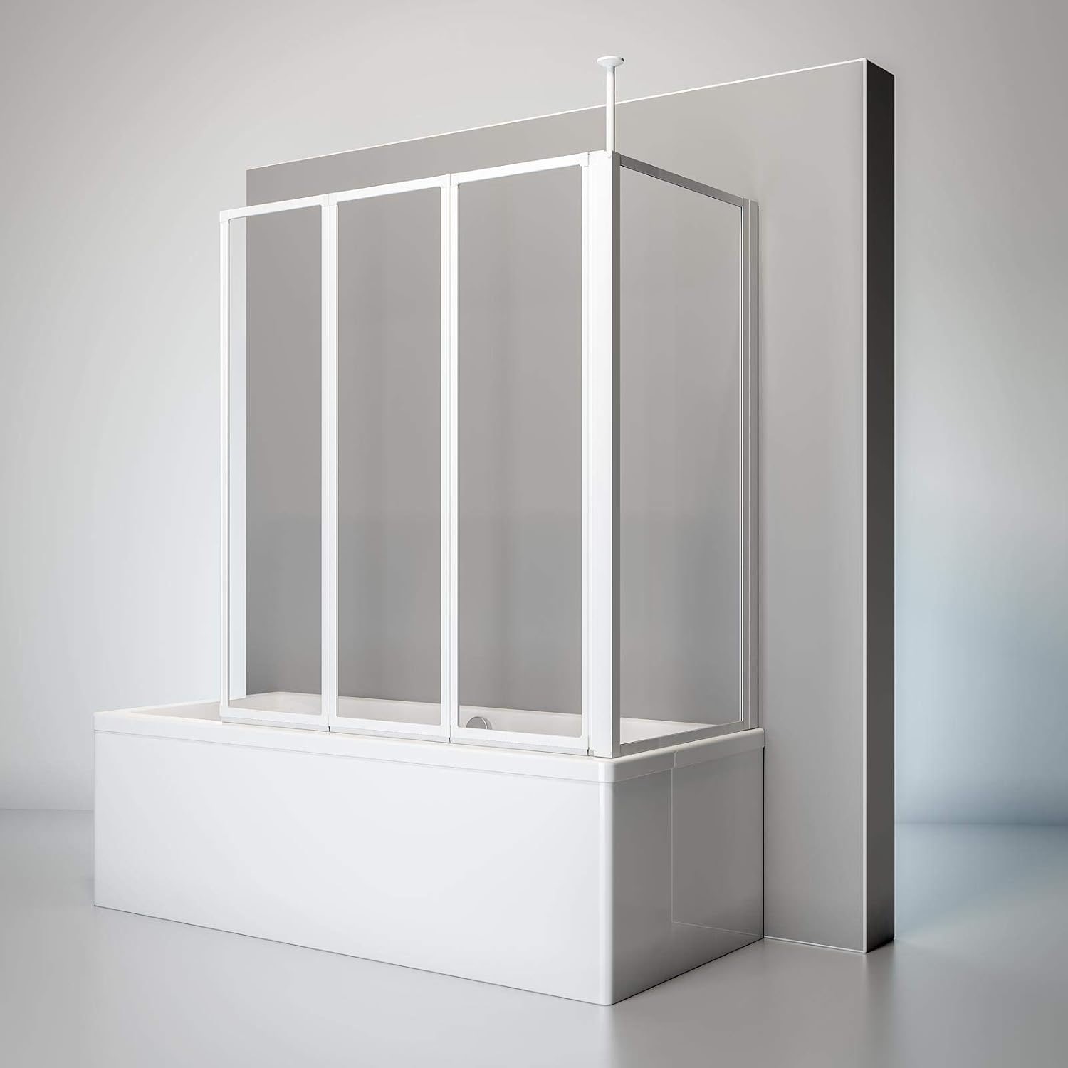 Schulte Duschwand für Badewanne Well 129 x 140 x 70 cm, 3-teilig