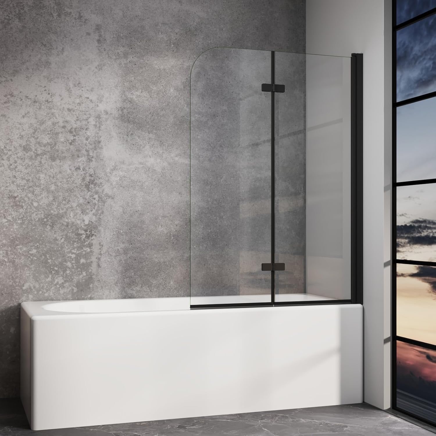 IMPTS Duschwand für Badewanne 100 x 140 cm Badewannenaufsatz 2 teilige – Testsieger Badewannenaufsatz