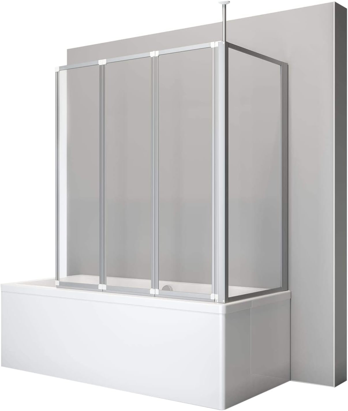 Schulte Schulte Duschwand für Badewanne 129x140cm mit Seitenwand 70cm, Alunatur