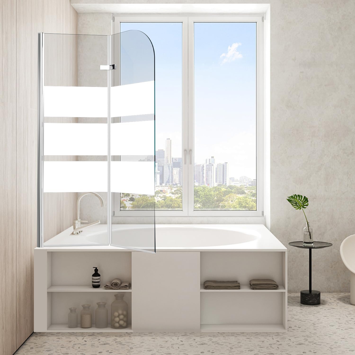 Duschwand Badewanne 100 x 140 cm, 2-teilig faltbare Badewannenfaltwand, Badewannenaufsa…