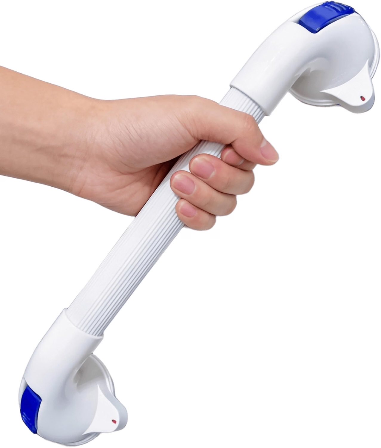 Qrtocomfort Haltegriff mit Saugnäpfen 64 cm – Badezimmer Griff ohne Bohren, Rutschfester Sauggriff für Dusche und Bad, Vakuumhalter