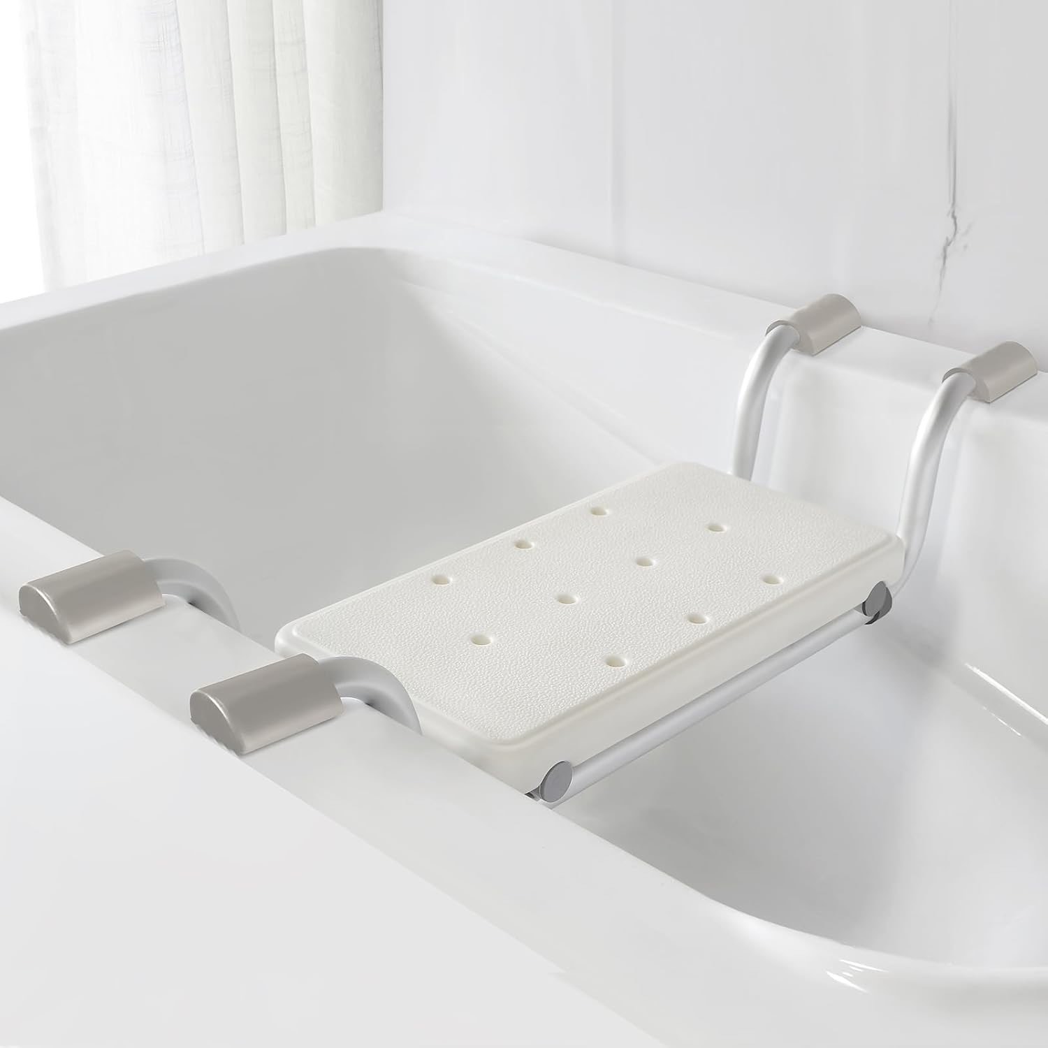 Badewannensitz für Senioren, Duschbank Breitenverstellbar 71-81 cm, Aluminium-Rahmen & …