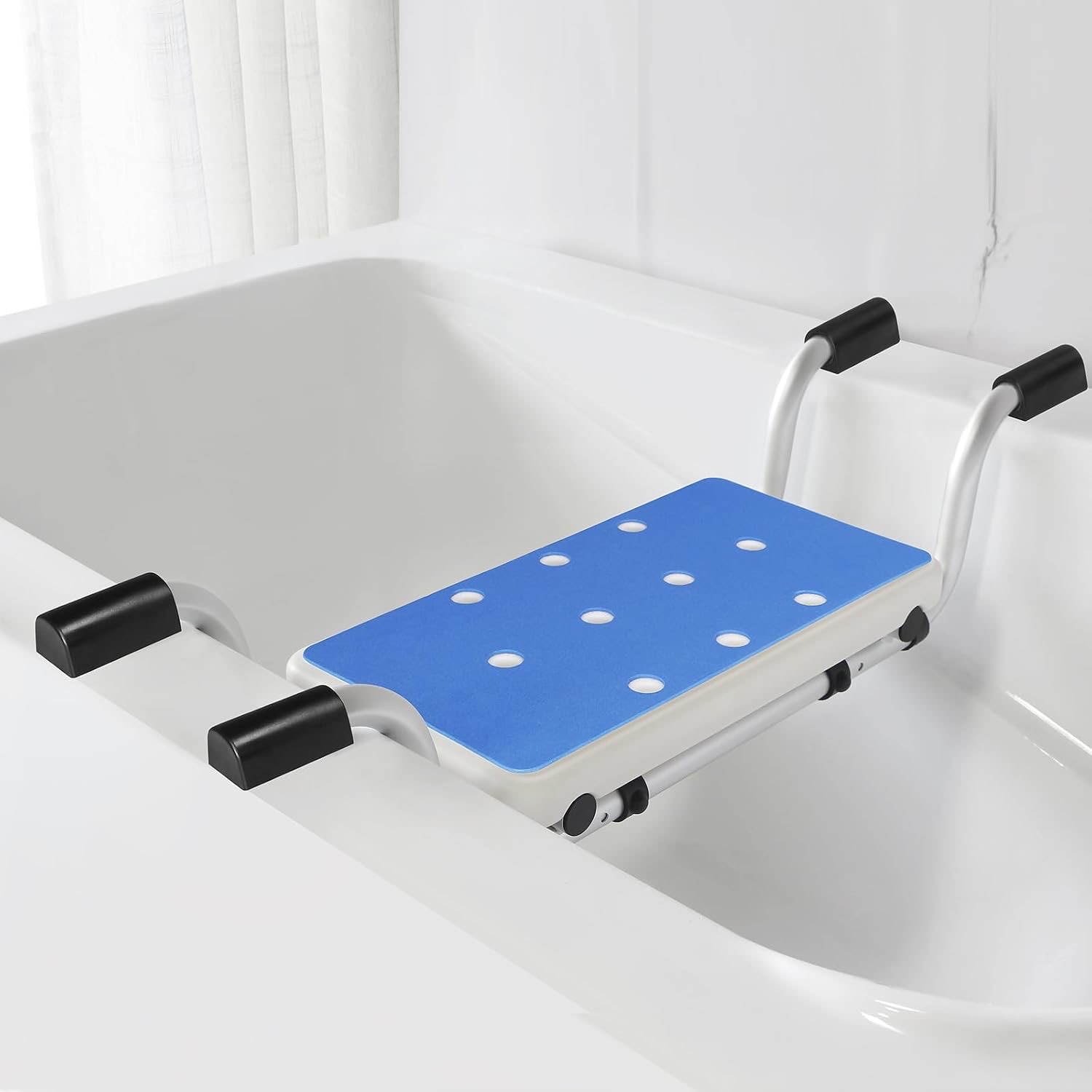 Badewannensitz Senioren mit Blauer Eva-Polsterung, Rutschfester Duschsitz für Badewanne…