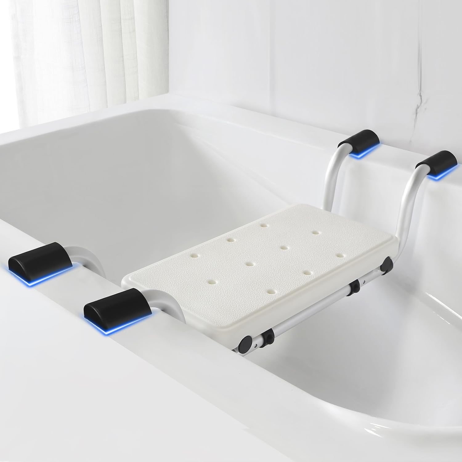 Badewannensitz Senioren mit flachen Antirutsch-Silikonauflagen & 1,5mm verstärktem Alum…