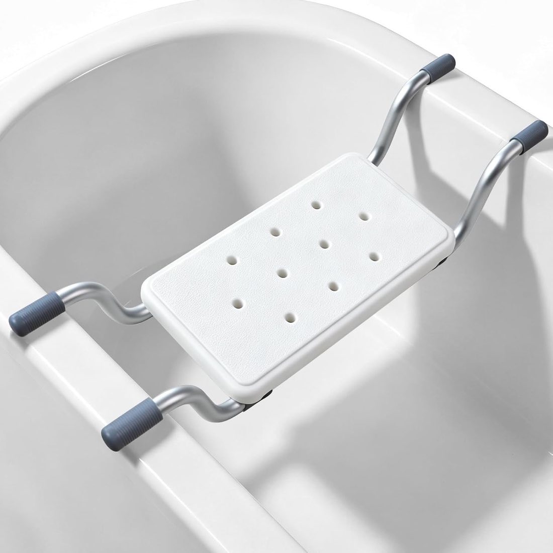 Badewannensitz Verstellbar, 150 kg, Aluminium, rutschfest, Weiß