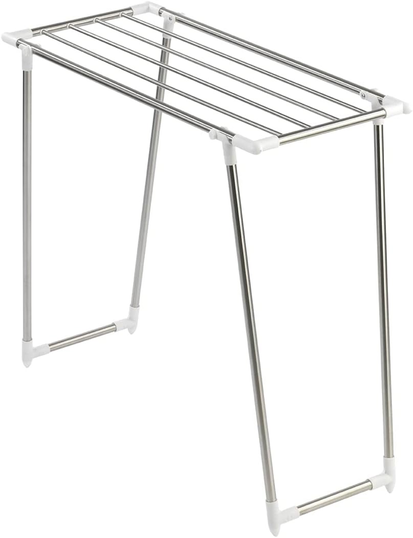 WENKO WENKO Wäscheständer 5,5 m Trockenlänge, extra schmaler Wäschetrockner platzsparend für Balkon oder Badewanne, Edelstahl matt, Mod. Profi Single