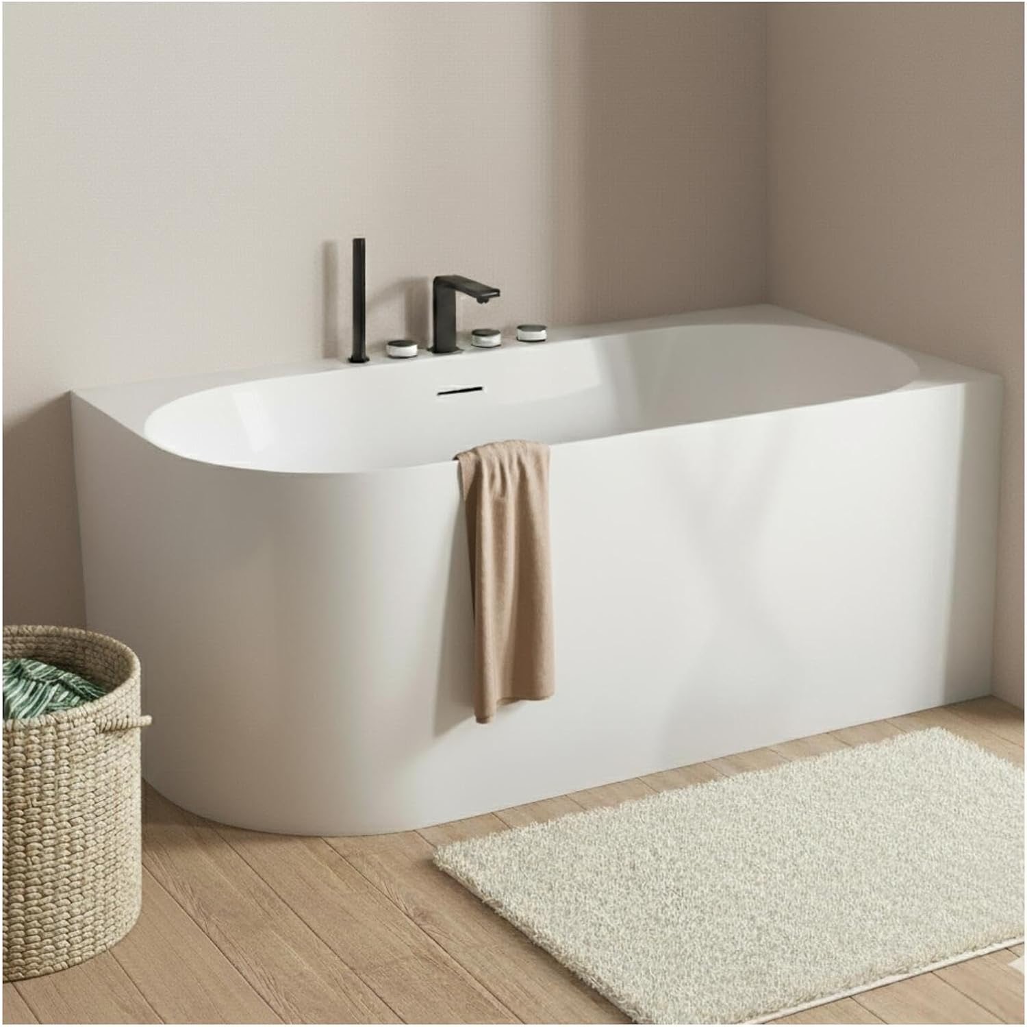 MOB-IN Acryl-Badewanne Lucite Forma, halbe Insel, Weiß, 170 cm – Ecke rechts
