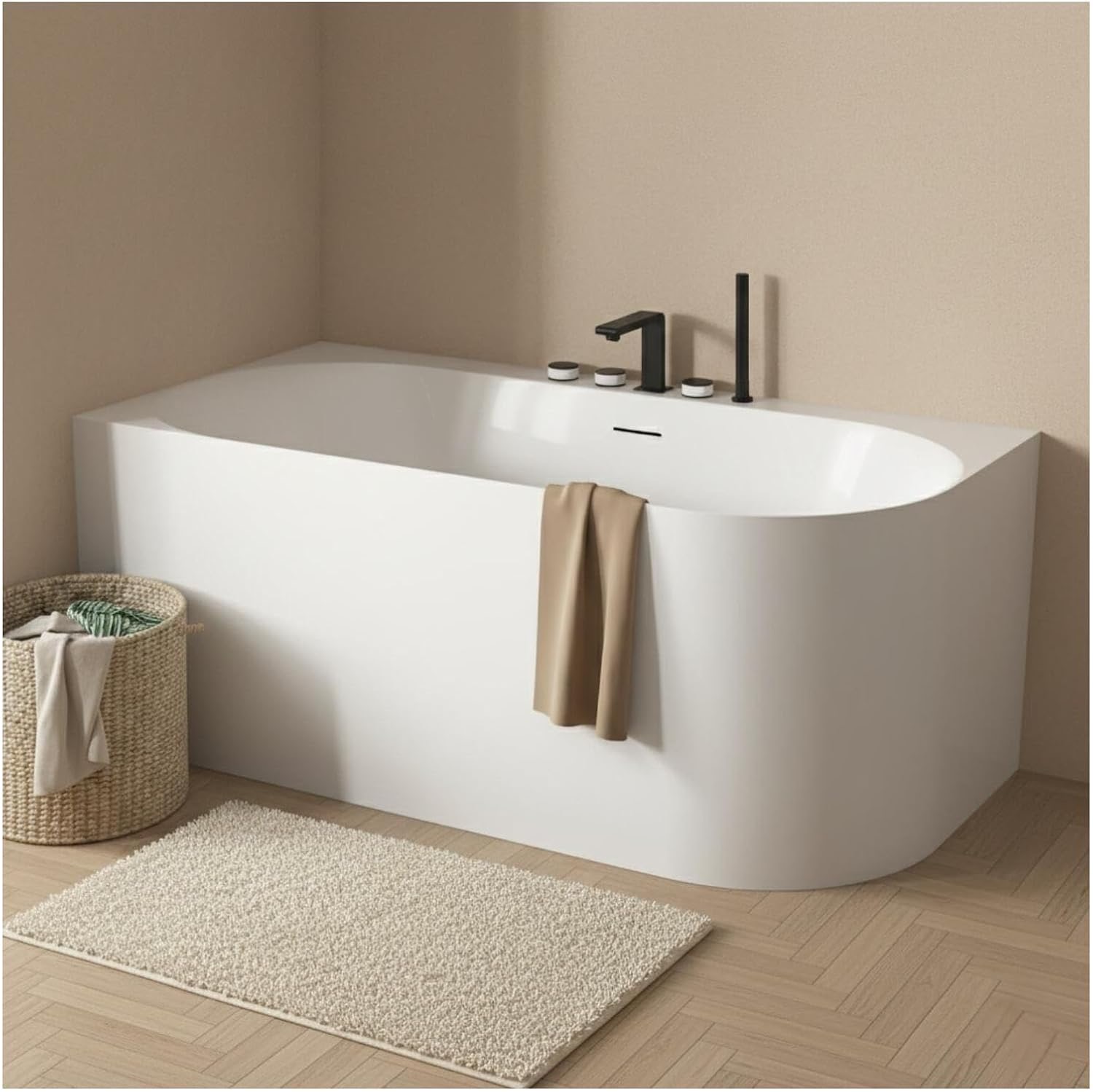 MOB-IN Acryl-Badewanne Lucite Forma, halbe Insel, Weiß, 170 cm – Ecke links