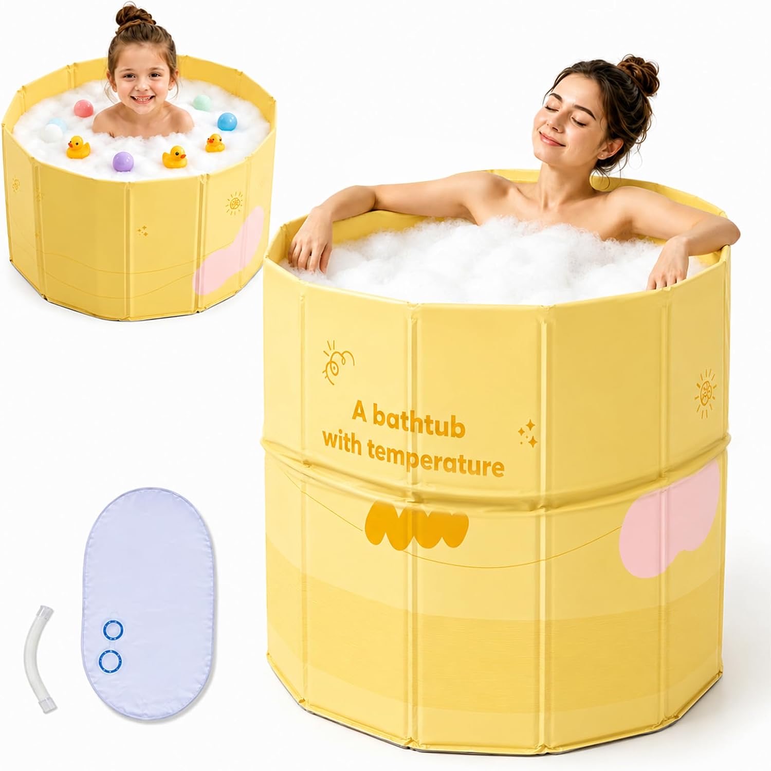 alouweekuky Faltbare Sitzbadewanne 70×70×66 cm – Testsieger Faltbare Badewanne