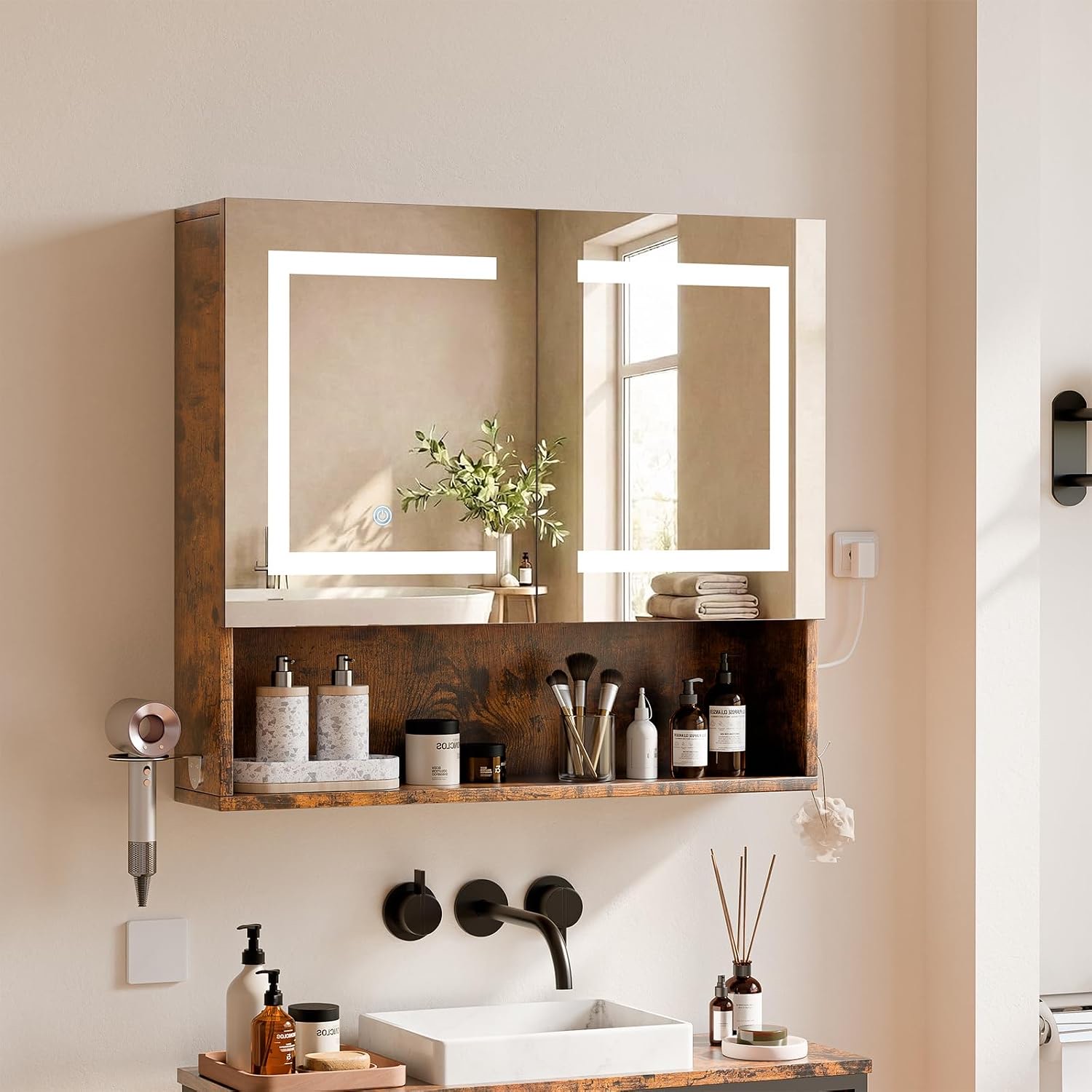 ELUCHANG Spiegelschrank 60×60 cm