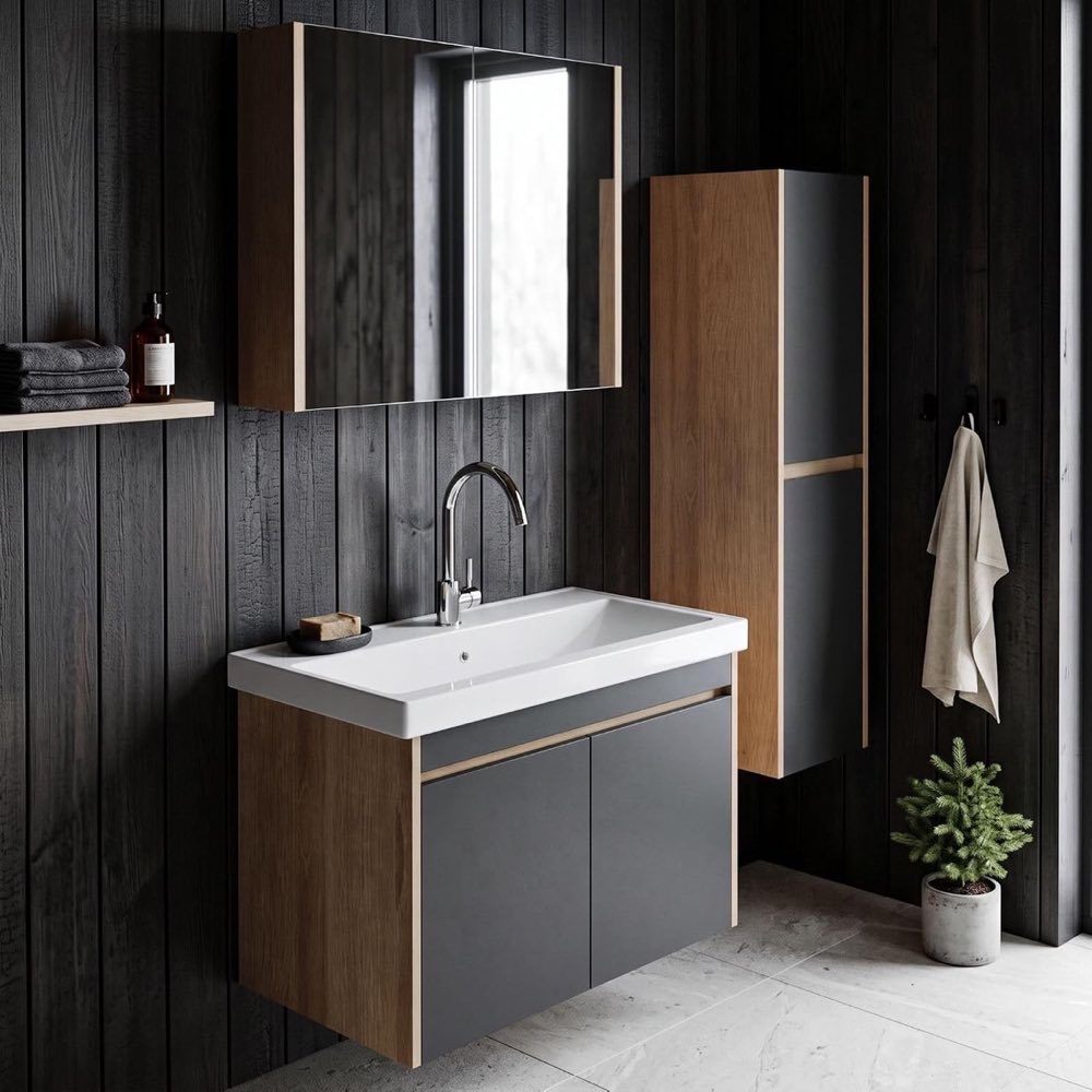 KAREN banyo Badmöbel-Set Dallas 80 cm – Testsieger Badmöbel-Set