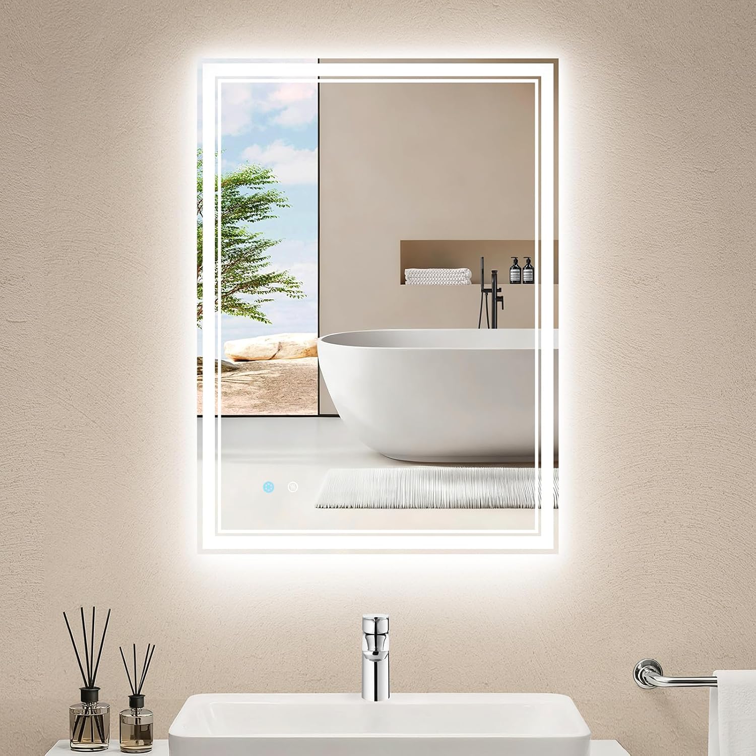 ANNWA LED-Badspiegel 70×50 cm