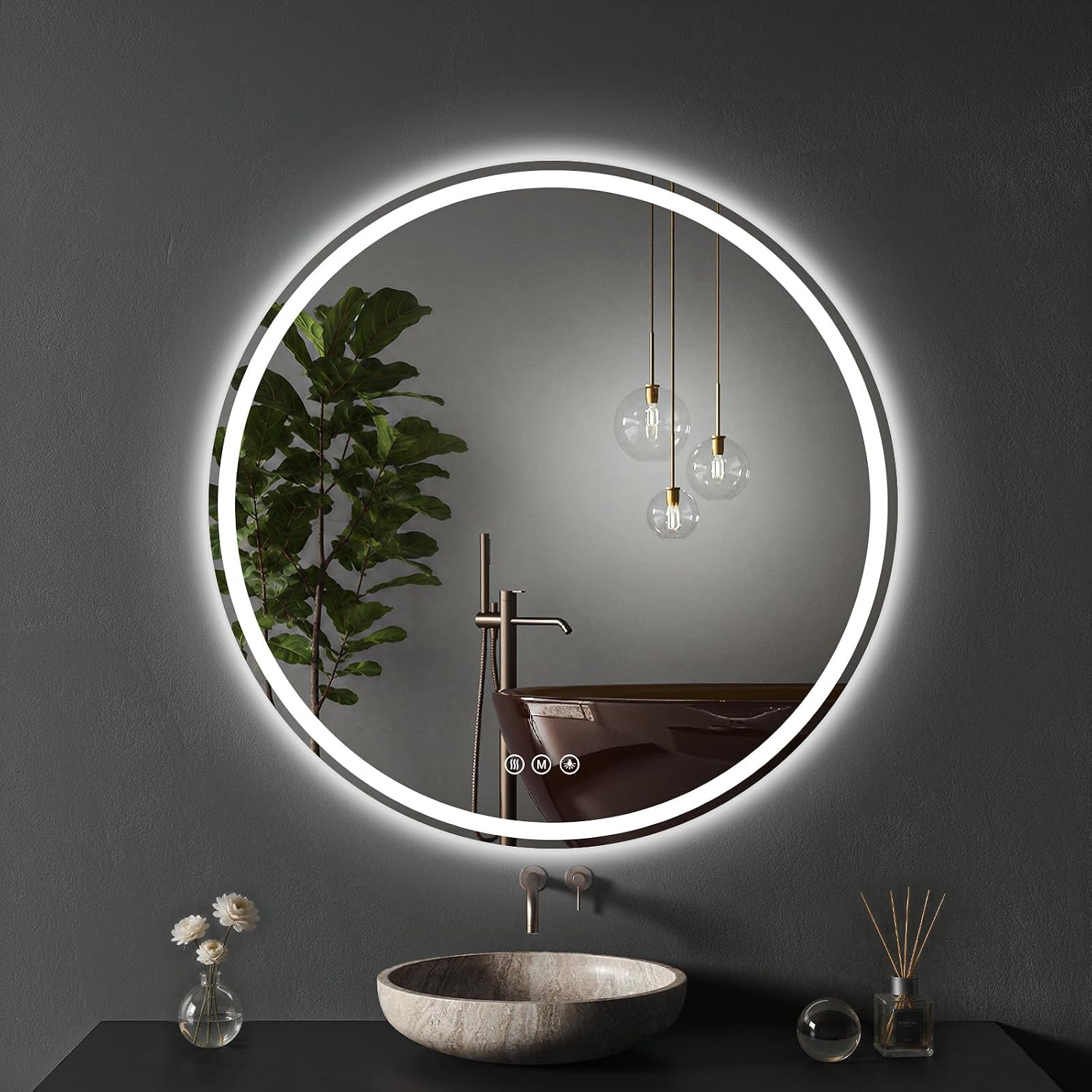 XRAMFY LED-Rundspiegel 71 cm