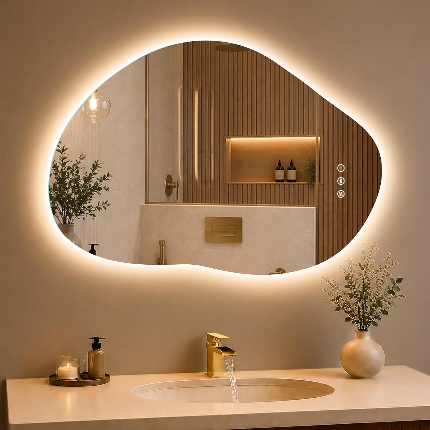 OKYLOR asymmetrischer LED-Spiegel 80×53 cm