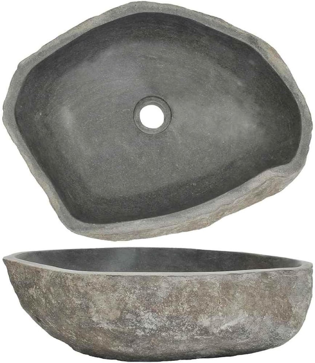 vidaXL Flussstein-Aufsatzbecken 45–53 cm – Testsieger Naturstein-Waschbecken