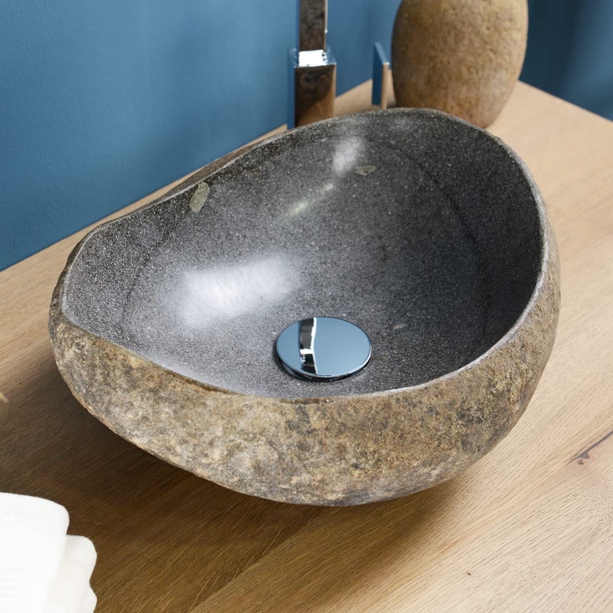 wohnfreuden Flussstein-Waschbecken 30–39 cm