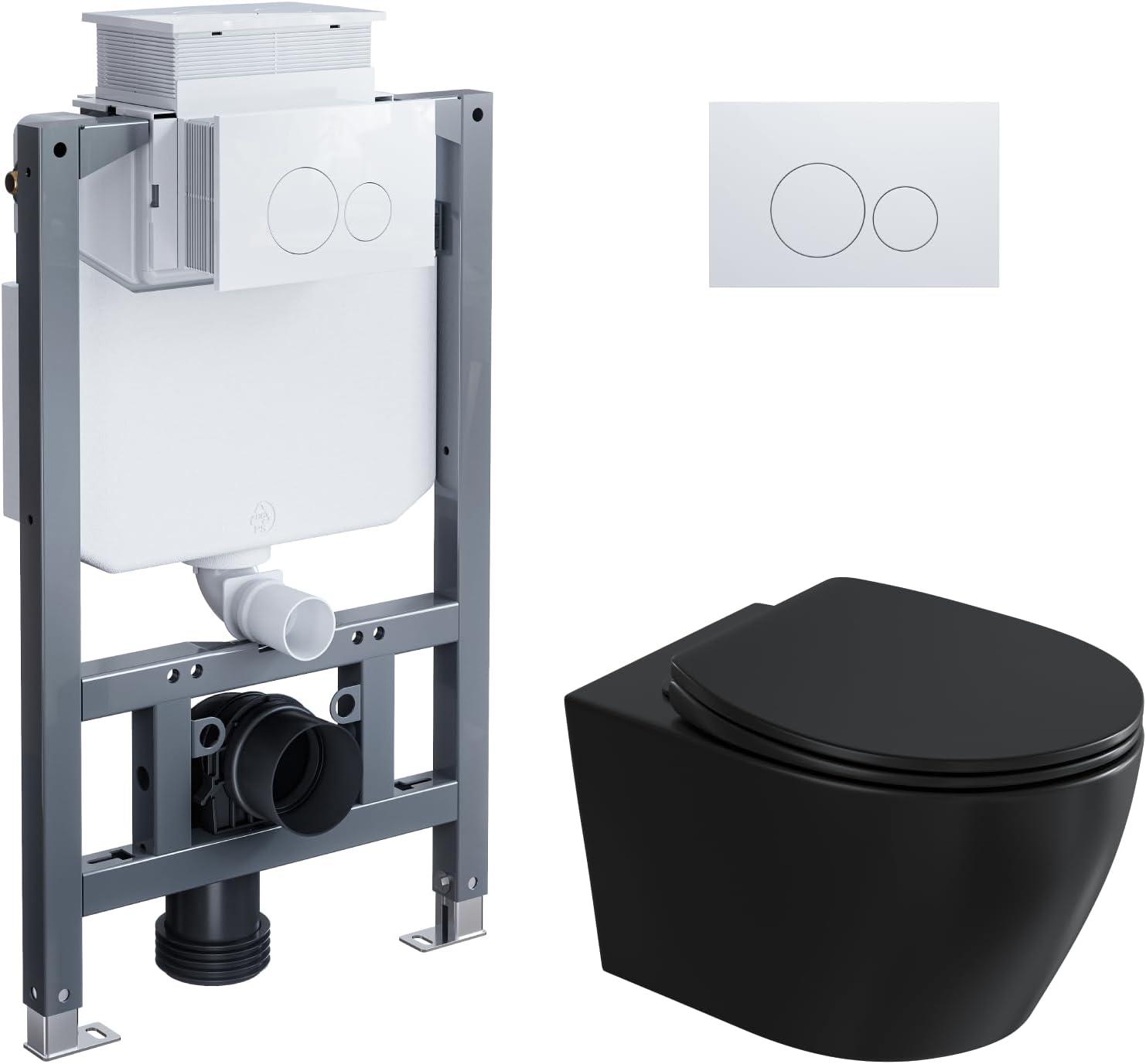 HOROW Hänge-WC Set schwarz 04L
